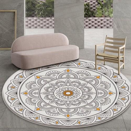 2021 Top Brand Round Mandala Style Pattern Carpet Non-slip Bath Mat Soft Fluffy Flannel Living Room Bedroom Decorative Carpet