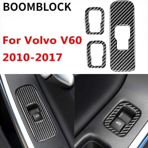 3PCS Car Window Lift Button Frame Cover Carbon Fiber Sticker Accessories Interior LHD RHD For Volvo V60 2010-2017 S60 2010-2018