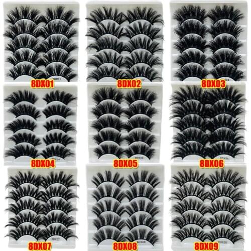 5Pairs 20mm Dramatic Thick Criss-cross lashes 8D Mink False Eyelashes Wispies Fluffy Natural Handmade Eyelashes Makeup Extension