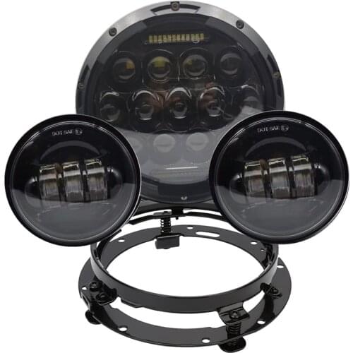 7 inch 75W LED Projector Headlight 4.5" Fog Passing Light For Harley Touring Electra Glide Road King Softail Night Train Fat Boy