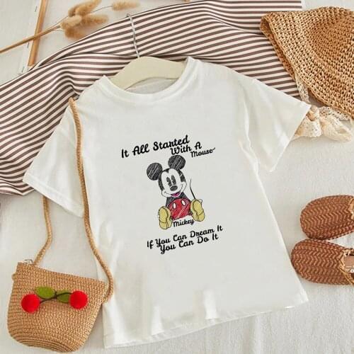 Kids T Shirt Harajuku It All Stanted with A Mouse Mickey If You Can Dream It You Can Do It Print Children T-Shirt Baby Clothes