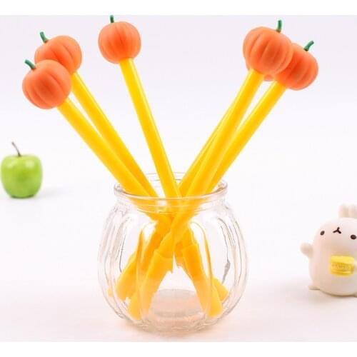 Kawai Stationery Halloween pumpkin 0.5mm Gel Pen Black Ink Pens Creative Gift For Written School Supplies 12pcs / lot