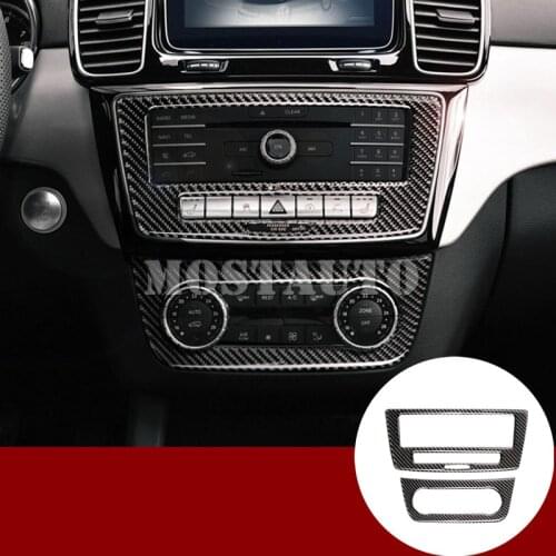 For Benz GLS X166 Carbon Fiber Console CD & Air Condition Panel Cover 2016-2018 2pcs Car Accessories Interior Car Decor Car Trim