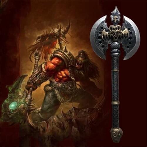 Cosplay 1:1 Knight Orc Double-edged Black Axe Prom Prop Hot Game World Of Warcraft Cosplay Axe Weapons Role Playing 68CM PU Prop