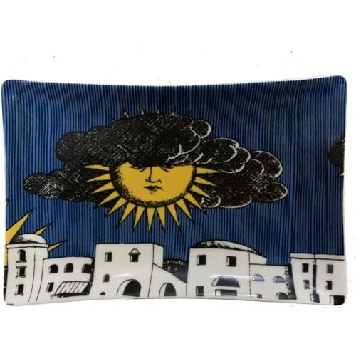 Small European Style Sun Jewelry Plate Storage Dessert Cake Dish Tray Rectangular Ashtray Ornaments Home Decorative Plates