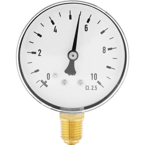 1/4 Inch NPT Side Mount 10 Bar Metal Water Oil Air Compressor Pressure Gauge Manometer Pressure Measuring Tool