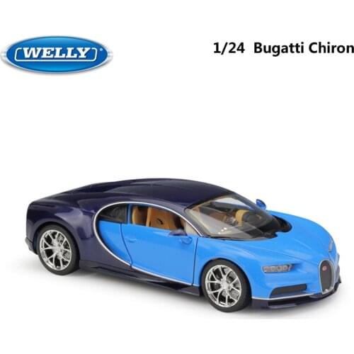 Simulator Bugatti Chiron Welly Diecast Model Car 1:24 Scale Classic Sports Car Metal Alloy Race Toy Car For Boy Gift Collection