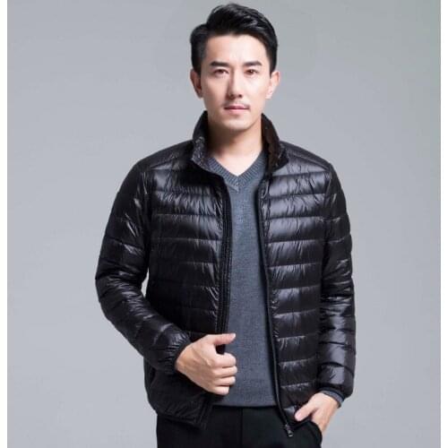 Mens Lightweight Packable Down Jacket Water and Wind-Resistant Breathable Coat Big Size Men Collar Jackets 4XL 90% white duck