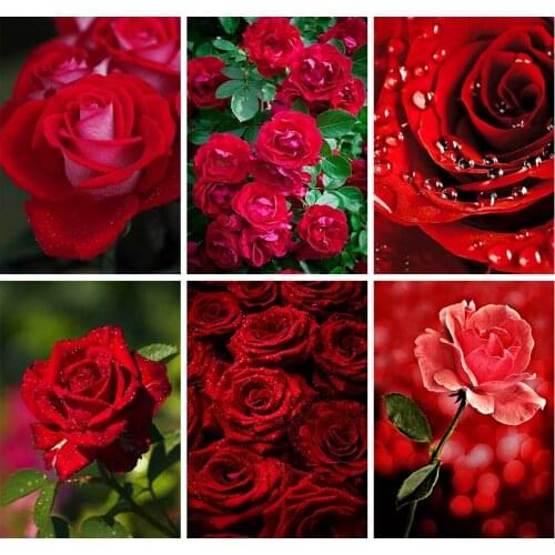 Full Square/Round Drill 5D DIY Diamond Painting Red Rose Flower Diamond Embroidery Mosaic Cross Stitch Kit Home Decoration Gift