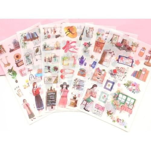 6 Pcs/lot Girls Daily Life Decorative Stickers Scrapbooking Stick Label Diary Stationery Album Bullet Journal Planners Stickers