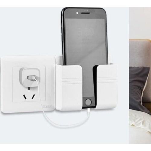 Wall Mounted Organizer Storage Box Remote Control Mounted Mobile Phone Plug Wall Holder Charging Multifunction Holder Stand