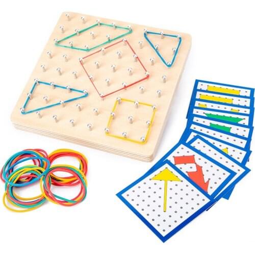 New Childrens Enlightenment Early Education Wooden Creative Geometric Peg Board Variety Shape Threading Puzzle Educational ToyS