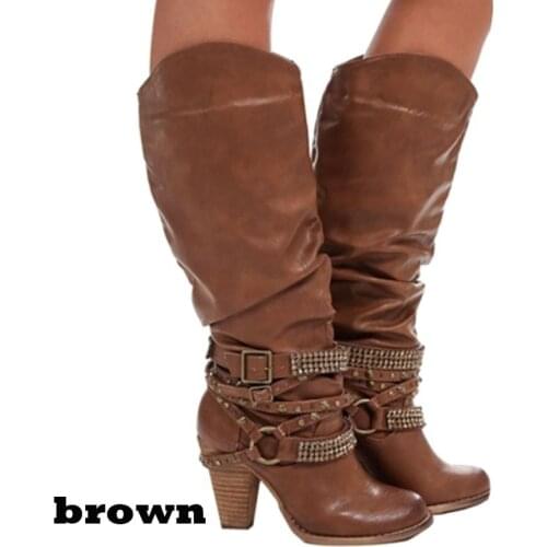 New Fashion Women Boots Buckle Strap Over The Knee Spring and Autumn Long Boots Round Toe Solid Thigh High Winter Boots