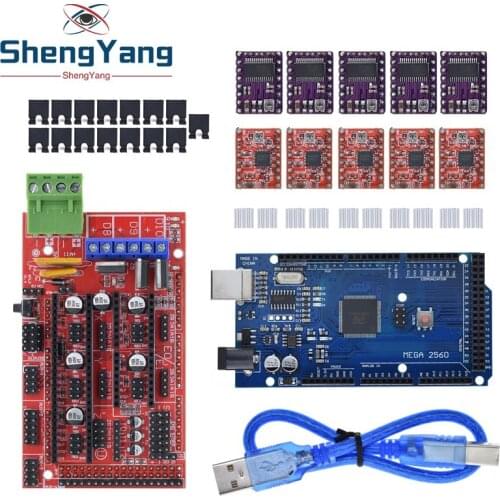3D Printer Mega 2560 R3 + RAMPS 1.4 control panel+ 5pcs A4988 or DRV8825 Stepper Motor Drive for 3D printer kit for arduino kit