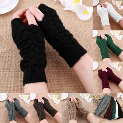 Fashion Unisex Men Women Knitted Fingerless Winter Gloves Soft Warm Wool Knitting Arm Flexible Hand Gloves Wrist Warmer HOT SALE