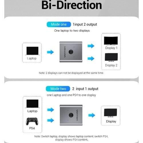 Switcher 4K Bi-Direction 2.0 HDMI Switch 1x2/2x1 Adapter 2 in 1 out Converter For ps4 xiaomi TV Box HDMI Splitter