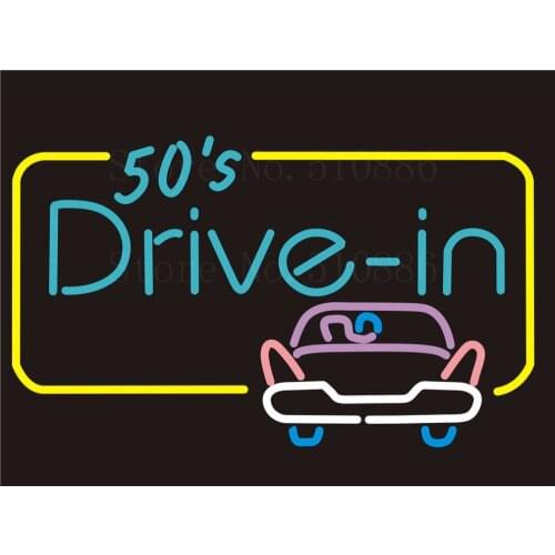 Custom NEON Sign Board 50s Drive in Car Glass Tube Party Bar Club Pub Display Store Shop Light Signboard Signage Signs 17*14"