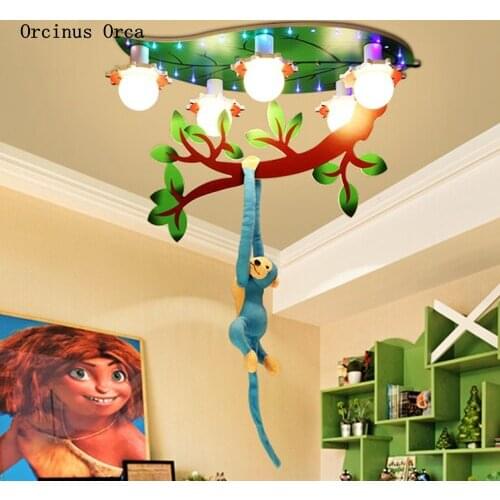 Cartoon Forest Monkey ceiling lamp Boys and Girls Bedroom Childrens room lamp Creative Colored Animal ceiling lamp
