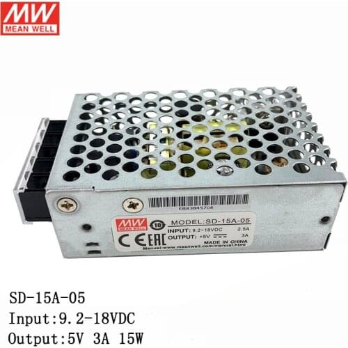 MEAN WELL SD-15A-5 9.2~18V DC to 5V DC 3A 15W DC-DC Converter Enclosed type Switching Power Supply SD-15A-05 12V to 5V Converter