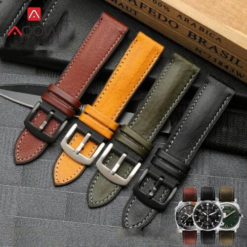 18mm 20mm 22mm 24mm Italian Cowhide Strap Genuine Leather Waterproof Silicone Watchband Men Replacement Bracelet Wrist Band