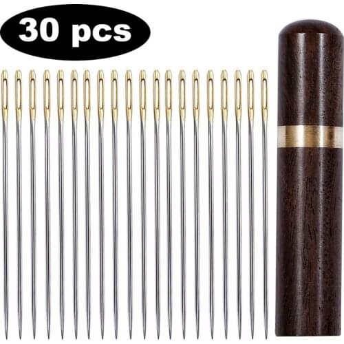 Nonvor Sewing Needles Household And Versatile Wooden Needle Case with 30 Pieces Sewing Supplies for Stitching,Sewing,Embroidery