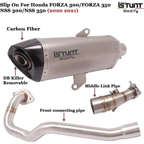 Motorcycle Exhaust Modified full System Link Pipe Muffler Escape Slip On For Honda FORZA 300 FORZA 350 NSS 300 NSS 350 2020 2021