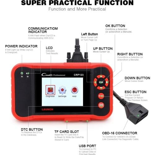 High quality CRP123 auto detector professional CRP 123 original authentic obd2 CreaderVII+ car diagnostics tool X431 Creader 123
