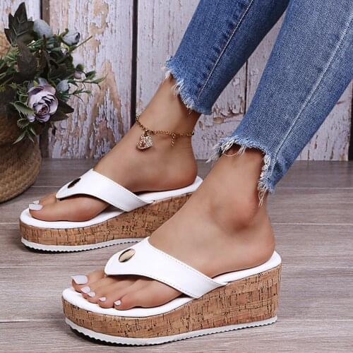 2021 New Fashion Womens Summer Flip Flops Slides Beach Casual Shoes Open Toe Platform Sandals Open Toe Wedge Slippers