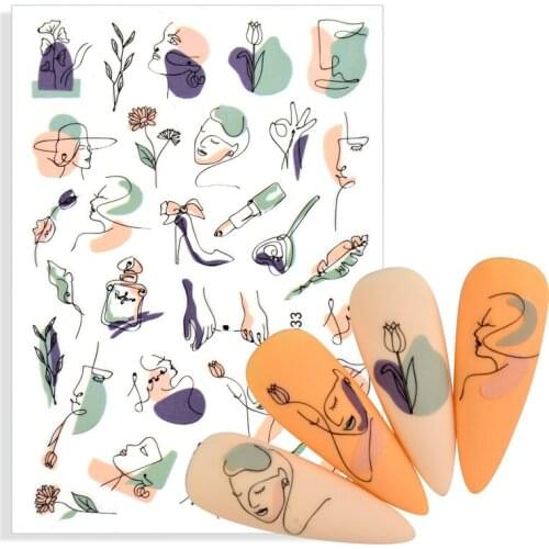 1 Sheet 2021 New Arrival 3D Nail Sticker Flower Leaf Series Designs Nail Art Decorations Foil Manicure Stickers for Nails