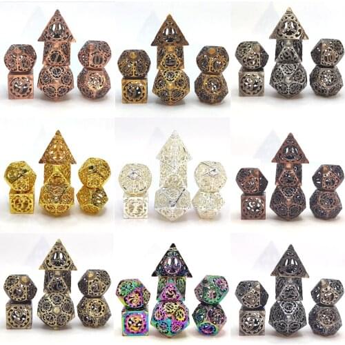 2021 new Metal hollowed-out dice, D20 polyhedron dice, DND Dice,RPG Dice set,D&D Cube dice