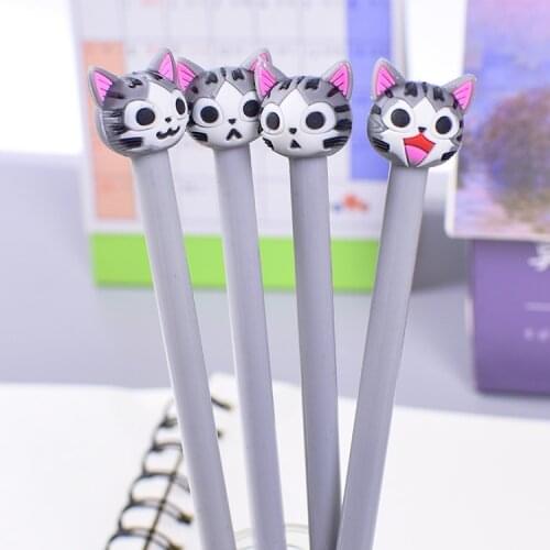 24 pcs Cartoon Cute Cat Neutral Pen Black Signature Pen Student Stationery Kawaii School Supplies