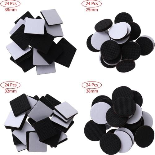 24Pcs Rubber Felt Feet Pads Adhesive Anti Slip Legs Covers Floor Protectors Chair Table Leg Caps Home Office Furniture Foot Mats