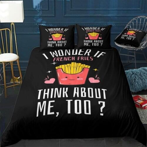 I Wonder If Fries Think Duvet Cover Comfortable Quilt Home Decora Design Universal Bedding Set Bedclothes+Pillowcase 3pcs
