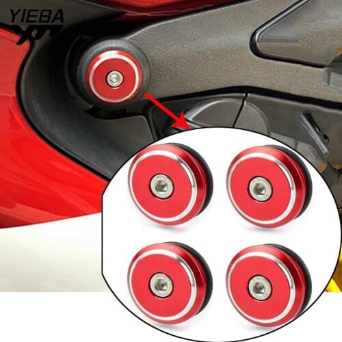 4PCS Motorcycle Accessories Decoration Aluminum Frame Plugs Cap Frame Hole Cover For Ducati 899 959 1199 1299 Panigale / S V4 S