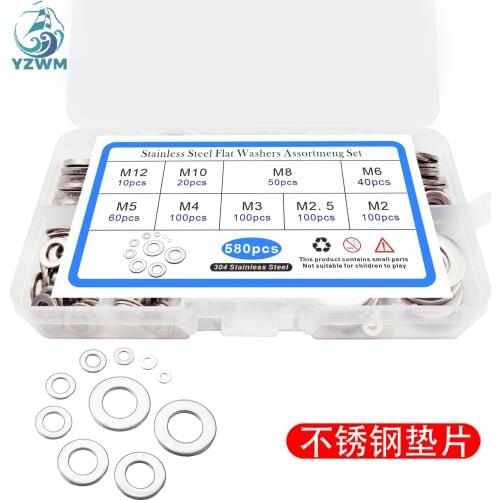 580pcs Stainless Steel 304 Screws, Nuts, Flat Washers, Gaskets, Boxed