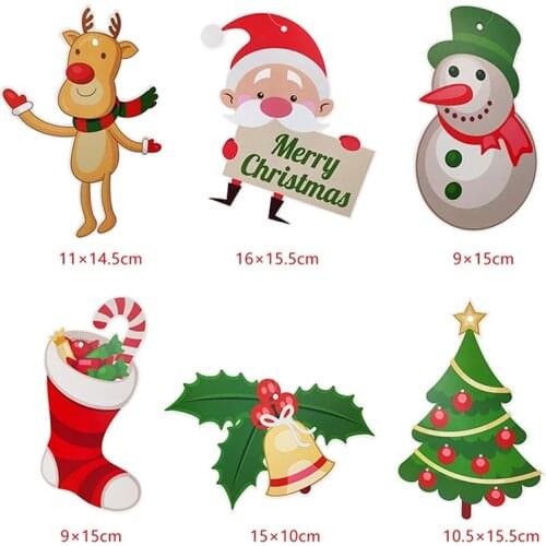 6Pcs Christmas Foil Spiral Pendant Ceiling Hanging Garlands Santa Claus Elk Bell Swirl Banner Xmas Party Home Living Room Decor