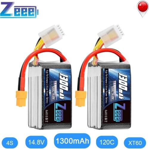2UNITS Zeee Lipo Battery 14.8V 120C 1300mAh 4S Graphene Battery with XT60 Plug for FPV Racing Drone Quadcopter RC Car Airplane