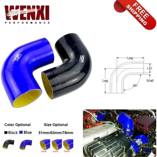 Free Shipping Black / Blue 2.0" 51mm / 2.5'' 63mm / 3'' 76mm 90 Degree 45 Degree Elbow Silicone Hose Pipe Turbo Intake