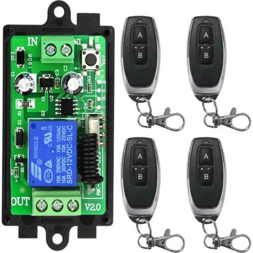 DC12V 24V 1CH 1 CH Wireless RF Remote Control Light Switch 10A Relay Output Radio Receiver Module switch controller Garage Doors