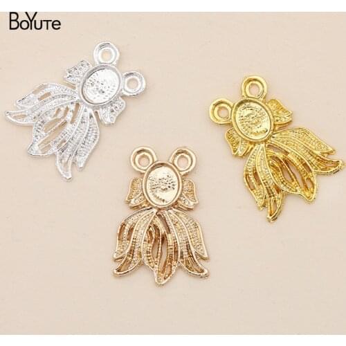 BoYuTe Wholesale 20Pcs Metal Alloy 20*29MM Fish Fit 7*8.5MM Stone Jewelry Materials Diy Hand Made Accessories Parts