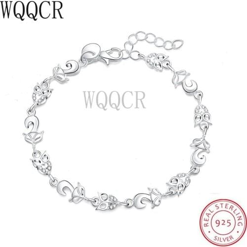 WQQCR New Style 925 Silver Cute Fox Pattern Crystal Fox Ankle Charm Anklet Bracelet Classic Ladies Holiday Gift