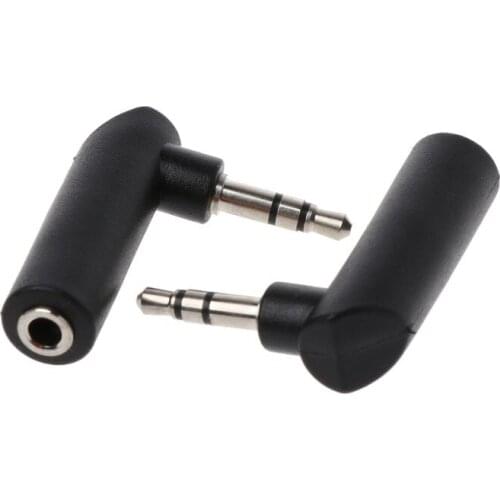 C1FB 2Pcs Gold jack 3.5mm 3 Pole 90 Degree Female to 3.5mm Male Audio Stereo Plug Jack Earphone Adapter