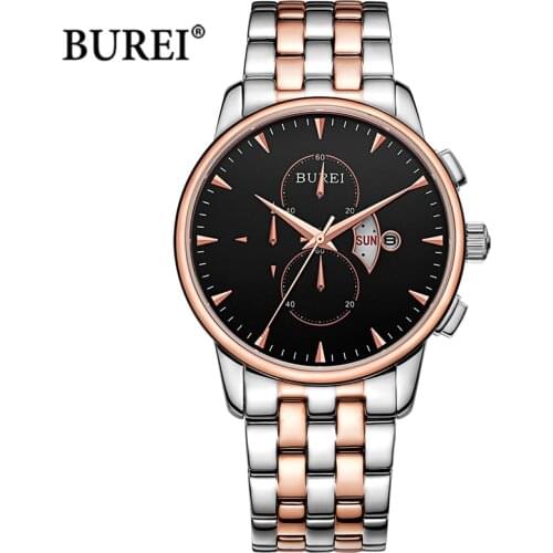 BUREI Brand Fashion Watch Man Luxury Waterproof Calendar Casual Sapphire Business Quartz Wristwatch Clock Relogio Masculino 2021