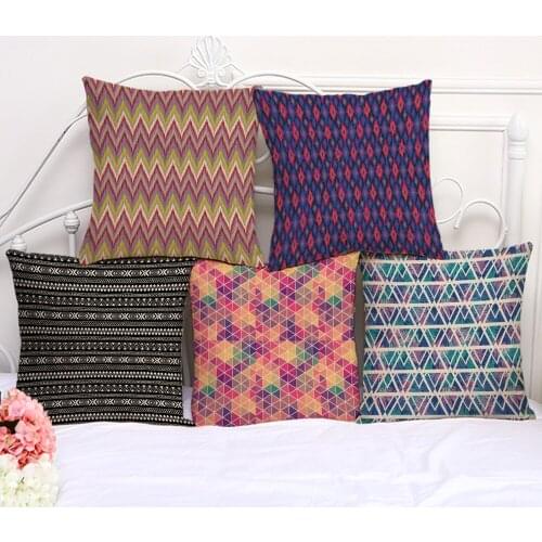 Decorative Pillow Cushion Case Geometric New Pattern Pillowcase 17.5 Inch Cotton Linen Chair Seat Throw Pillow Cover G1035