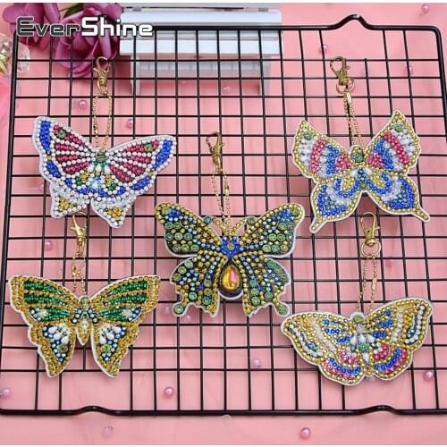 EverShine 5D Diamond Painting Keychain Butterfly Diamond Embroidery Special Shaped Diamond Keychain Art Handmade Gifts