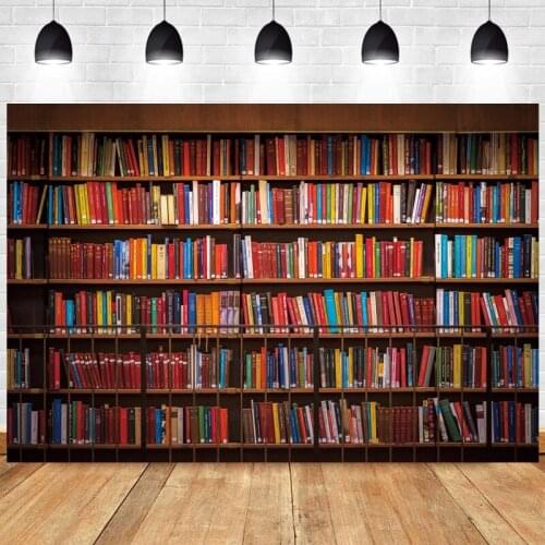 Bookshelf Photo Backdrop Bookcase Happy Birthday Party Baby Shower Library Photography Background Booth Prop Decor Banner