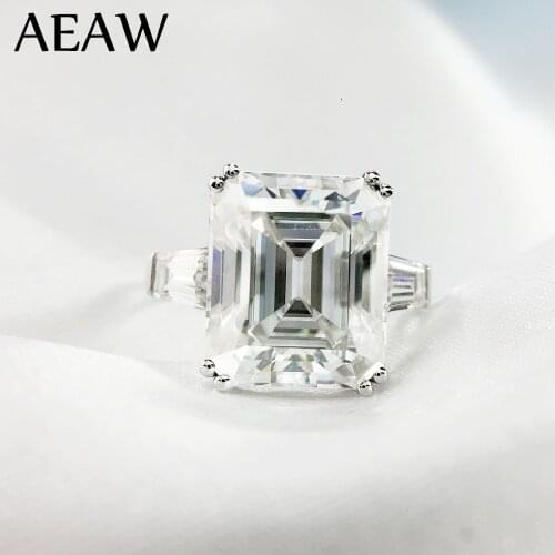 5 Carat ct 9x11mm DF Grade Emerald Cut Engagement&Wedding Moissanite Lab Diamond baguette Ring Genuine 14K 585 White Gold