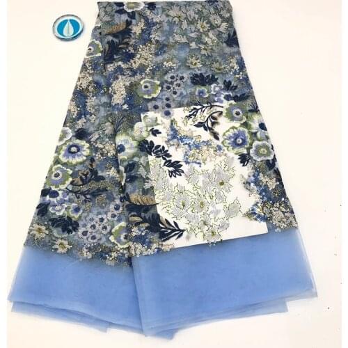 The Latest African Mesh Lace Fabric 2021 High Quality Sequined Nigeria Lace Fabric 5 Yards French Tulle Lace Fabric XB4613