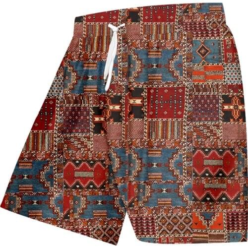 UJWI Egyptian Colorful Shorts Summer Fashion Print Short Pants Casual Street Style Short Sweatpants Oversized Mens Wholesale
