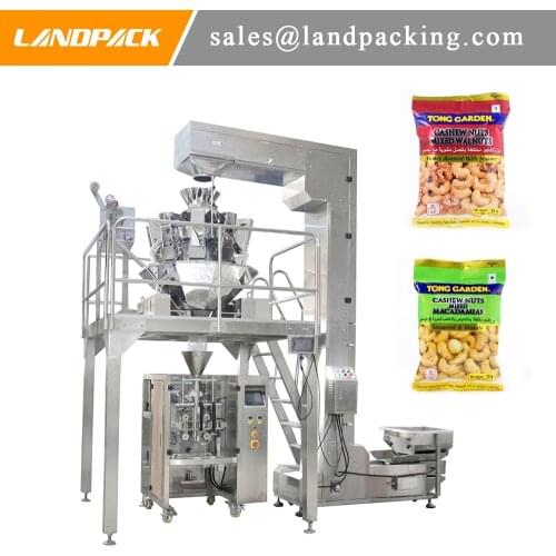 Multifunction Cashew Nuts Vertical Flow Wrap Machine Whit Multihead Weigher Precision Weighing